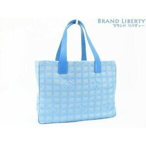 Chanel Travel Line Tote Blue Nylon Leather Bag Shoulder